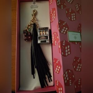 Black and Gold Bag Charm with Tassel